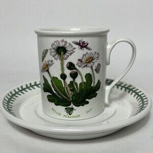 Portmeirion Botanic Garden Floral Tankard Coffee Mug Tea Cup Daisy and Saucer